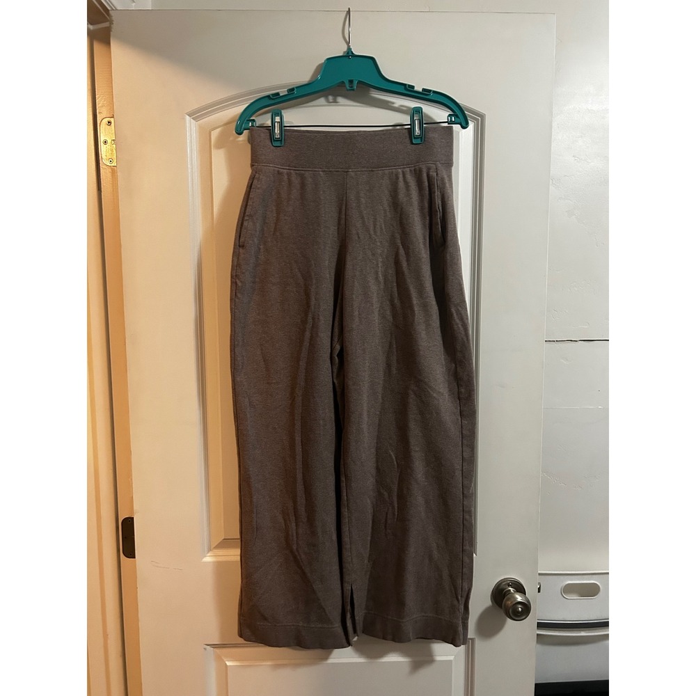 Pact Organic Cotton Wide Leg Lounge Pants Heather Brown High Rise Small